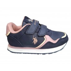 U.S.POLO ASSN NOBIK017C-DBL-PIN04 ΠΑΙΔΙΚΟ ΠΑΠΟΥΤΣΙ SNEAKER ΚΟΡΙΤΣΙ  ΜΠΛΕ-ΡΟΖ
